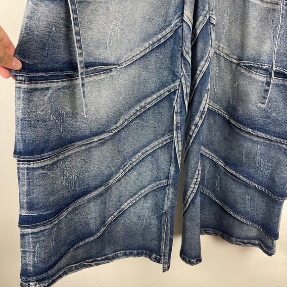 Akira ride the wave wide leg denim jeans Acid Wash Women's Size 27 5 Grunge Rave - Picture 9 of 14